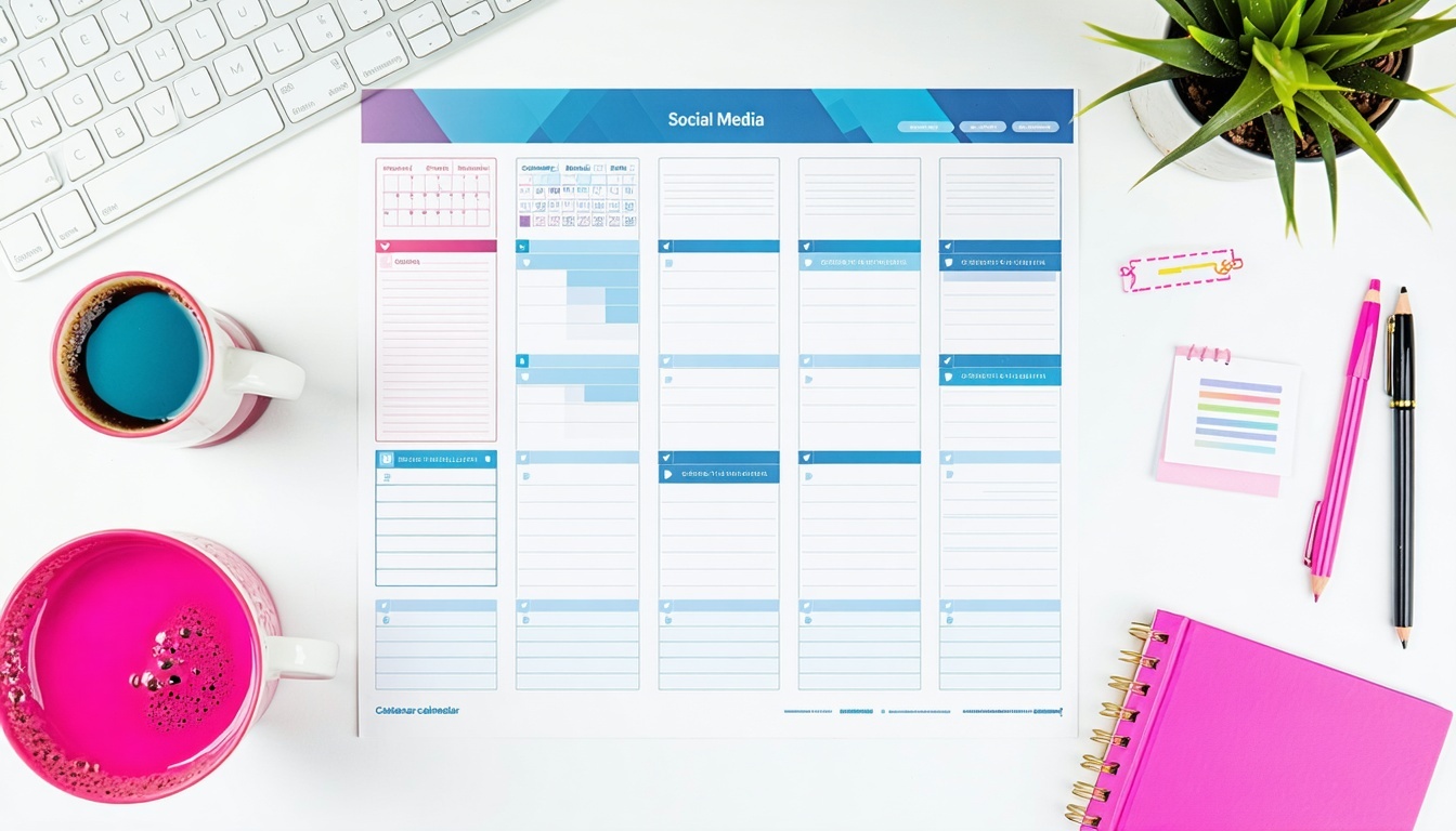 Social media content calendar and creative campaign planning session.